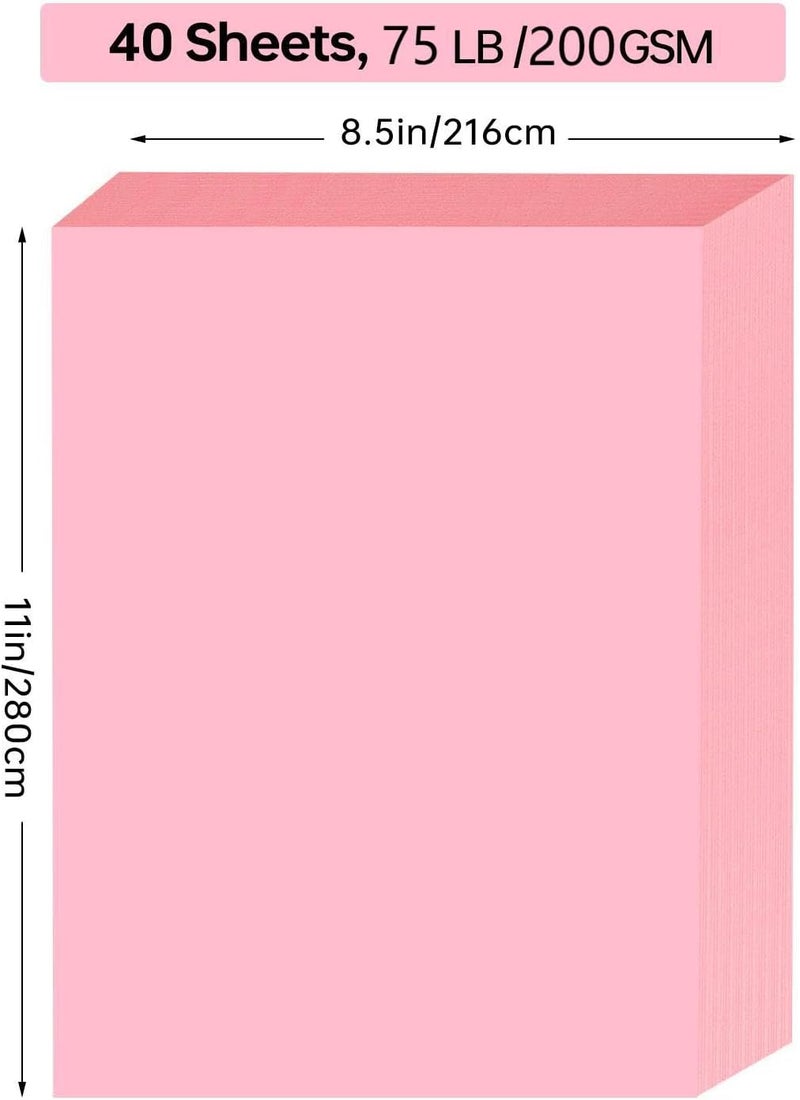 ALEWAPO Pink Cardstock 8.5 x 11 Thick Paper, 40 Sheets, ThickPaper 75 LB/200 GSM, Cardstock Printer Paper 8.5 x 11, Pink Card Stock for Invitations, Menus, Wedding, DIY Cards - Image 2